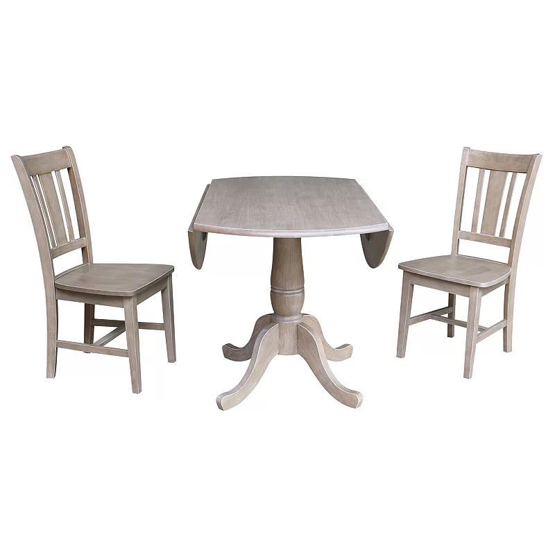 International Concepts Jordan Pedestal Table and Chairs 3-pc. Dining Set