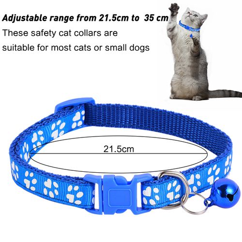 SHIYAO 12Pcs Footprint Cat Collar with Bell Dog Cat Collar Buckle Adjustable Cat Dog Collar or Seatbelts