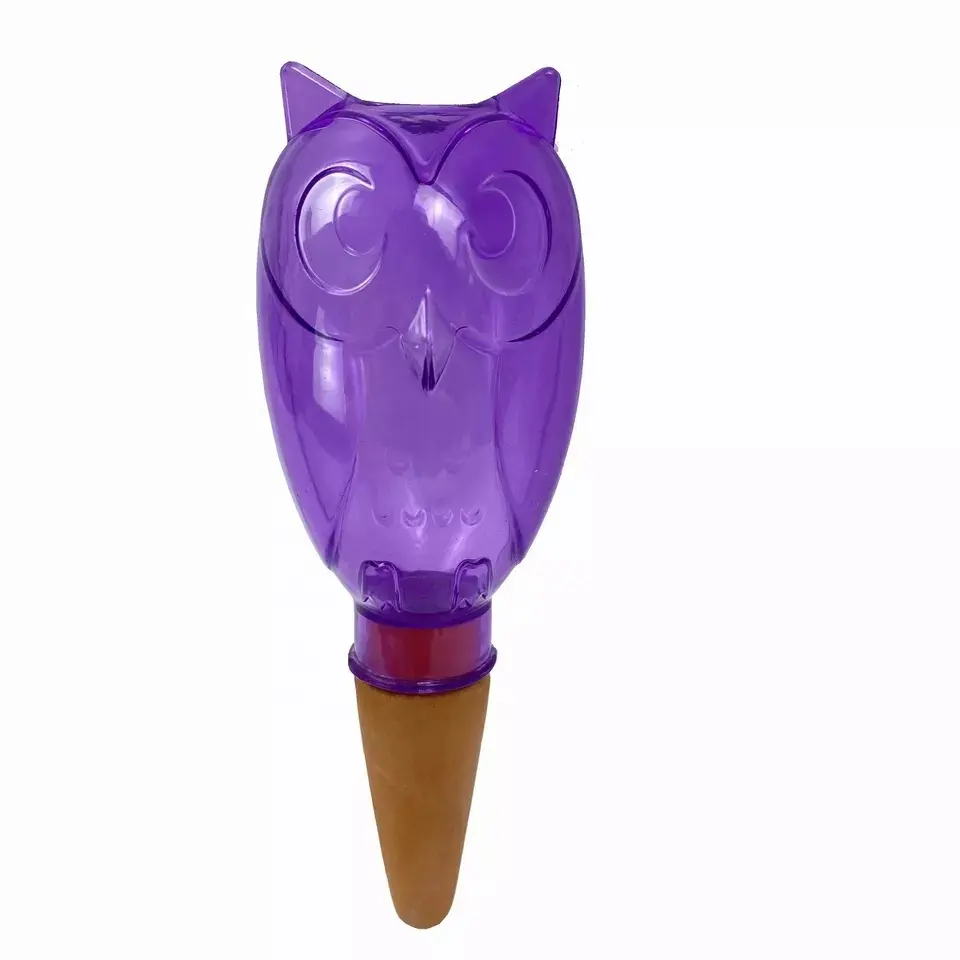 Garden plastic animal self watering spikes stakes owl shape automatic plant waterer item outdoor Novelty decoration