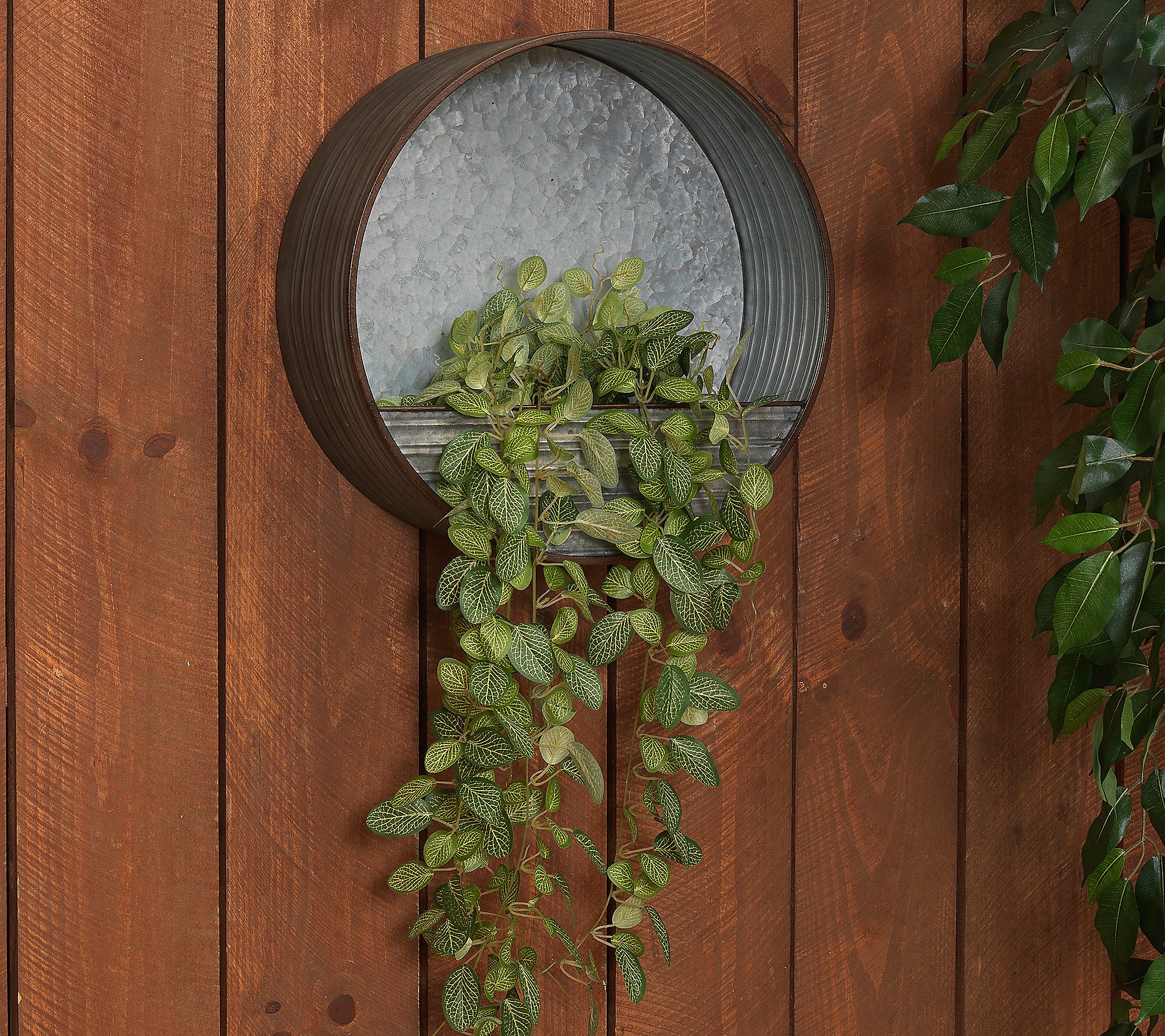 Hanging Round Galvanized Metal Wall Planter byGerson