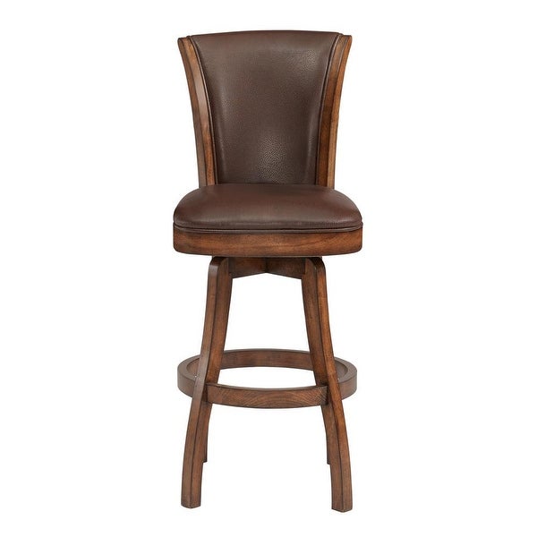 Raleigh 26 Counter Height Swivel Wood Barstool in Chestnut Finish and Kahlua Faux Leather - chestnut?