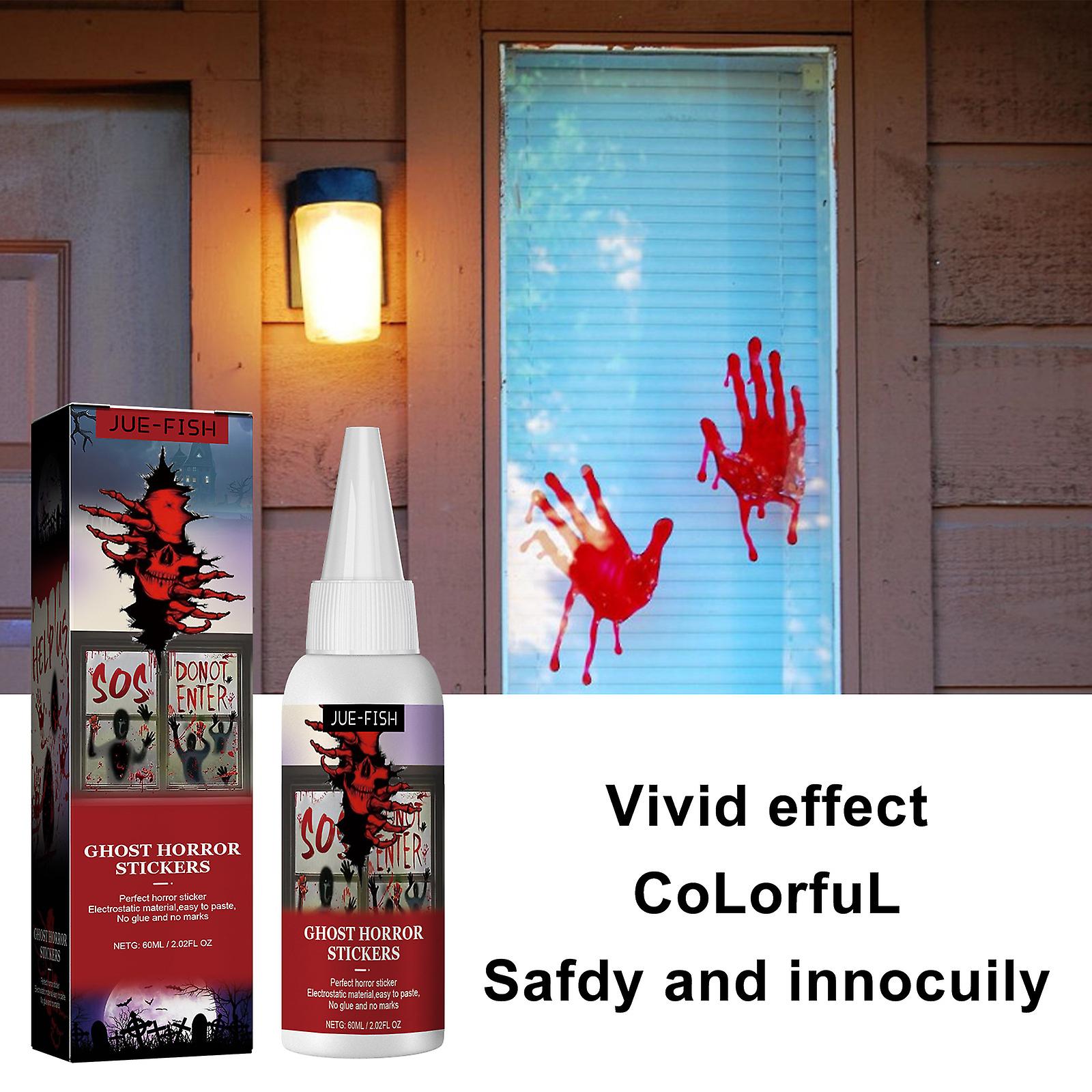 Halloween Diy Liquid Stickers Blood Handprint Stickers Halloween Party Decoration Realistic Horror Stickers