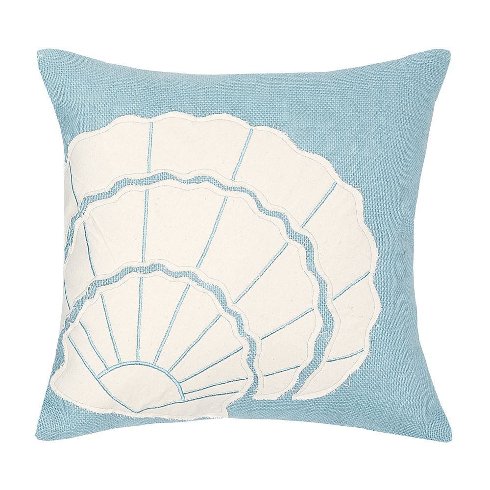 CandF Home Seashell Burlap Applique Throw Pillow