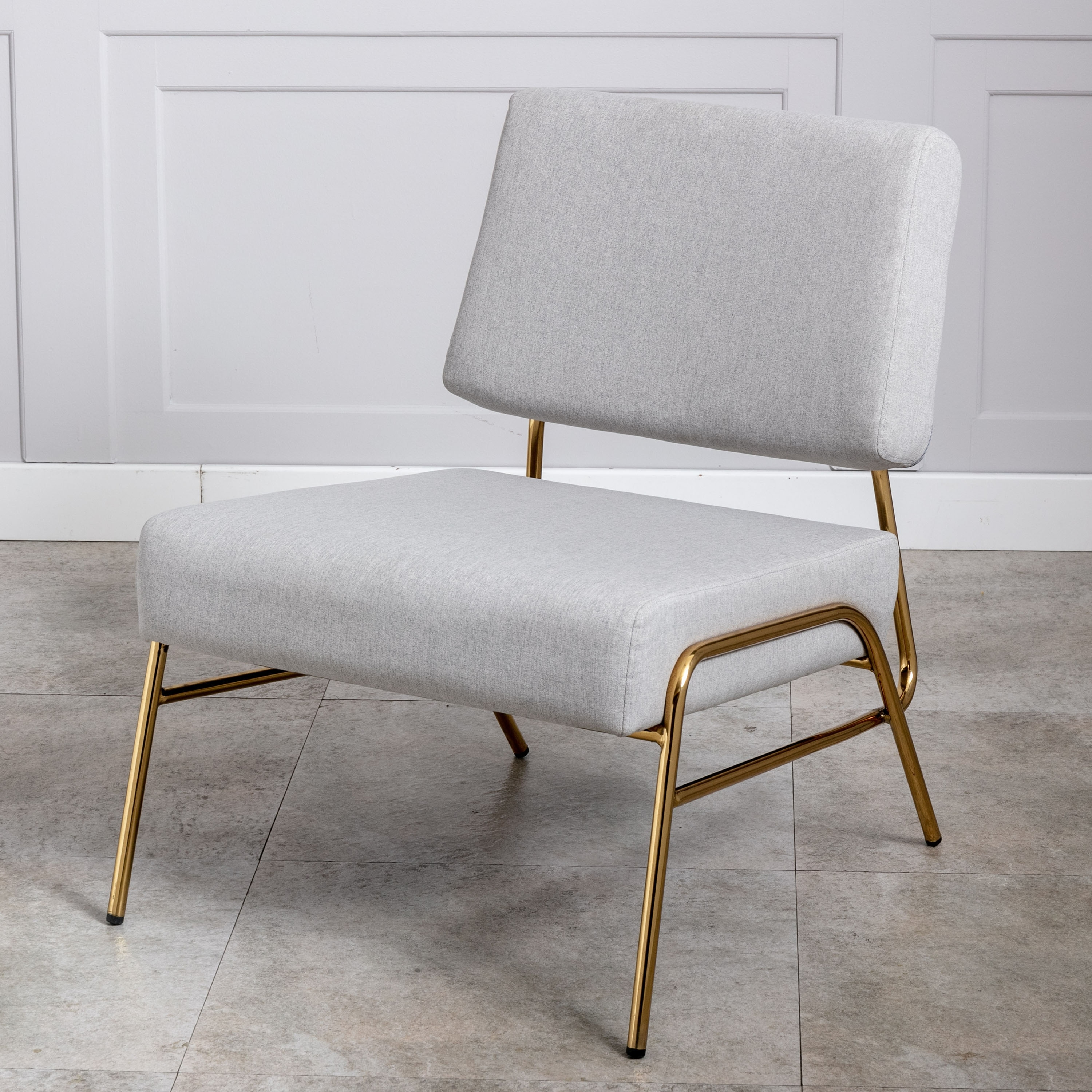 Elegant Design Armless Accent Chair with Golden Metal Frame