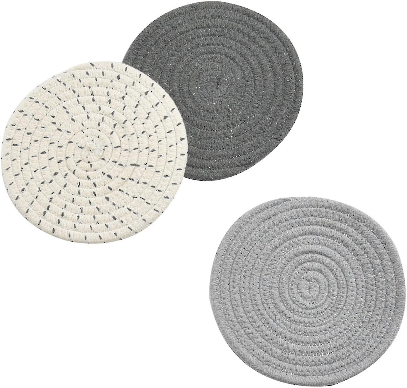 Potholders Set Trivets Set 100% Pure Cotton Thread Weave Hot Pot Holders Set (set Of 3)