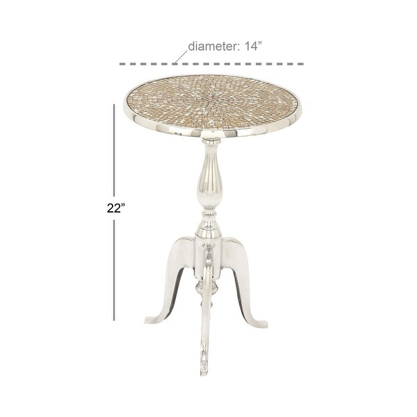 Silver Aluminum Natural Accent Table 22 x 14 x 14