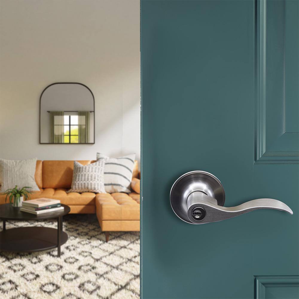 DELANEY HARDWARE 5-Bennett Satin Nickel Entry Door Handles and 5-Satin Nickel Single Cylinder Deadbolt All Keyed Alike BN3001R-PP