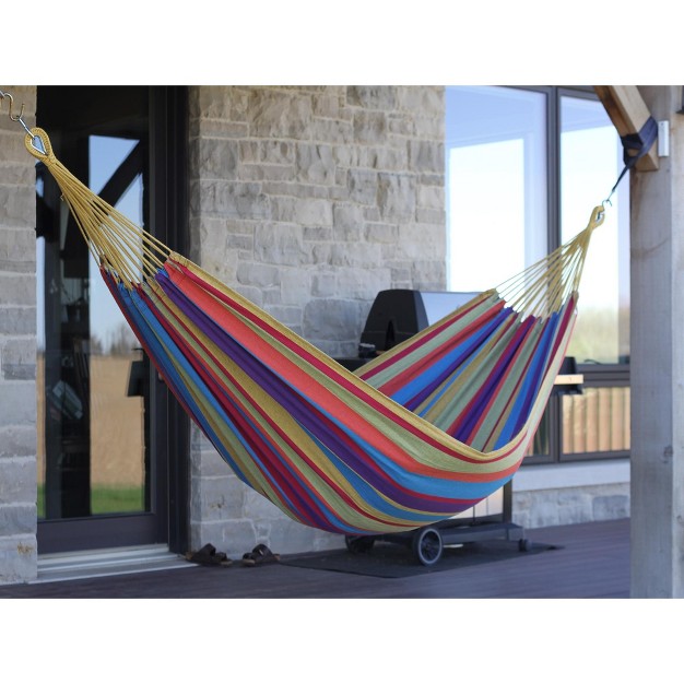 The Hamptons Collection 144 Yellow And Purple Striped Two Person Brazilian Style Hammock