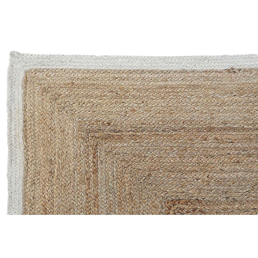 Carpet DKD Home Decor Scandi Polyester Cotton White Light brown Jute 120 x 180 x 1 cm