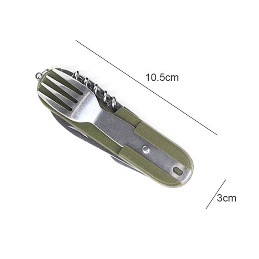 Outdoor Foldable Tableware Spoon Multi-function Hiking Camp Utensil Reusable Picnic Gear Stainless Steel Travel Dinnerware Set