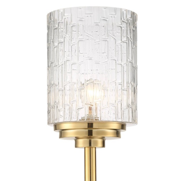 Tall Brass Gold Metal Stone Pattern Crystal Glass Shade For Living Room Office