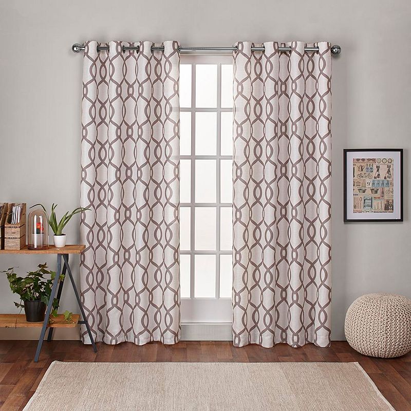 Exclusive Home Exclusive Home Kochi Light Filtering Linen Blend Grommet Top Curtain Panel Pair， 54x96， Burgundy