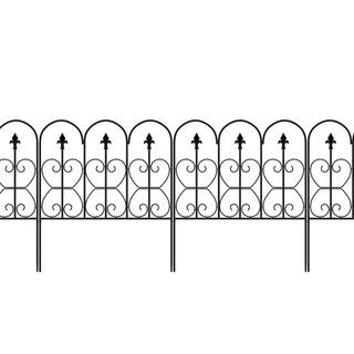 Kingdely 32 in. H x 24 in. Black Steel Garden Fence Panel Rustproof Decorative Garden Fence (10-Pack) TC-WFKF170054-02