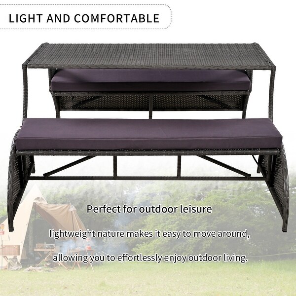 Roomfitters Versatile Outdoor Loveseat Converts to Four Seats and a Table，Durable Design，Ideal for Gardens，Lawns，Patio