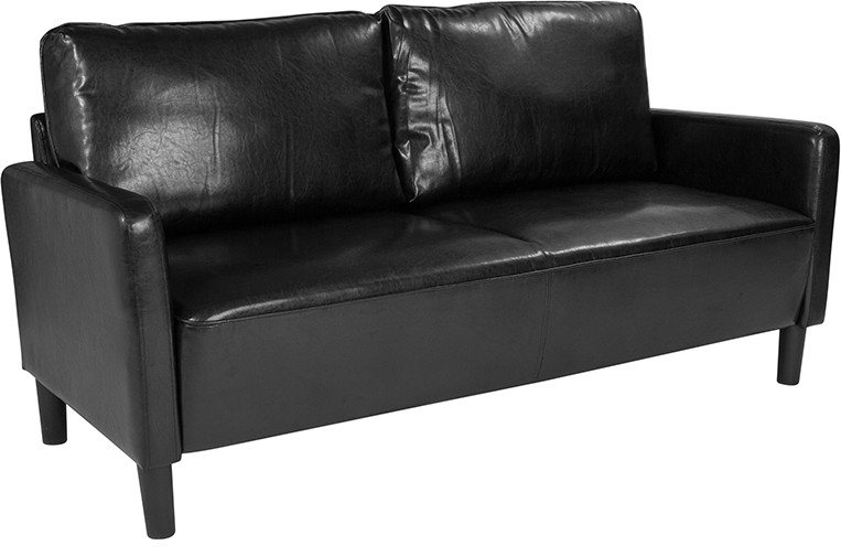 Washington Park Upholstered Sofa  Black LeatherSoft   Midcentury   Sofas   by First of a Kind USA Inc  Houzz