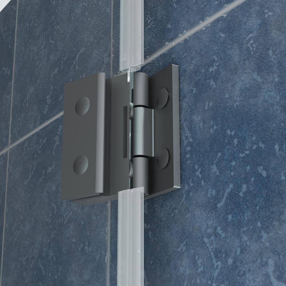 FELYL Caffee 34 in. W x 58 in. H Elegant Pivot Frameless Tub Door in Gray Towel Bar Finish with Tempered Glass FL81013458G