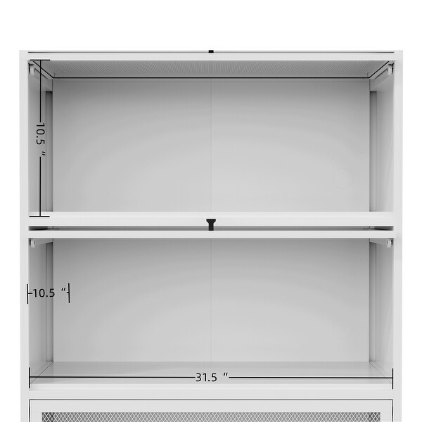 3-Tier Buffet Cabinet with Detachable and Folding Mesh Doors