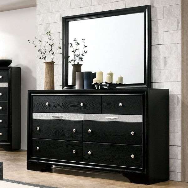 Furniture of America Balistrieri Black 2-piece Dresser and Mirror Set - - 29726578