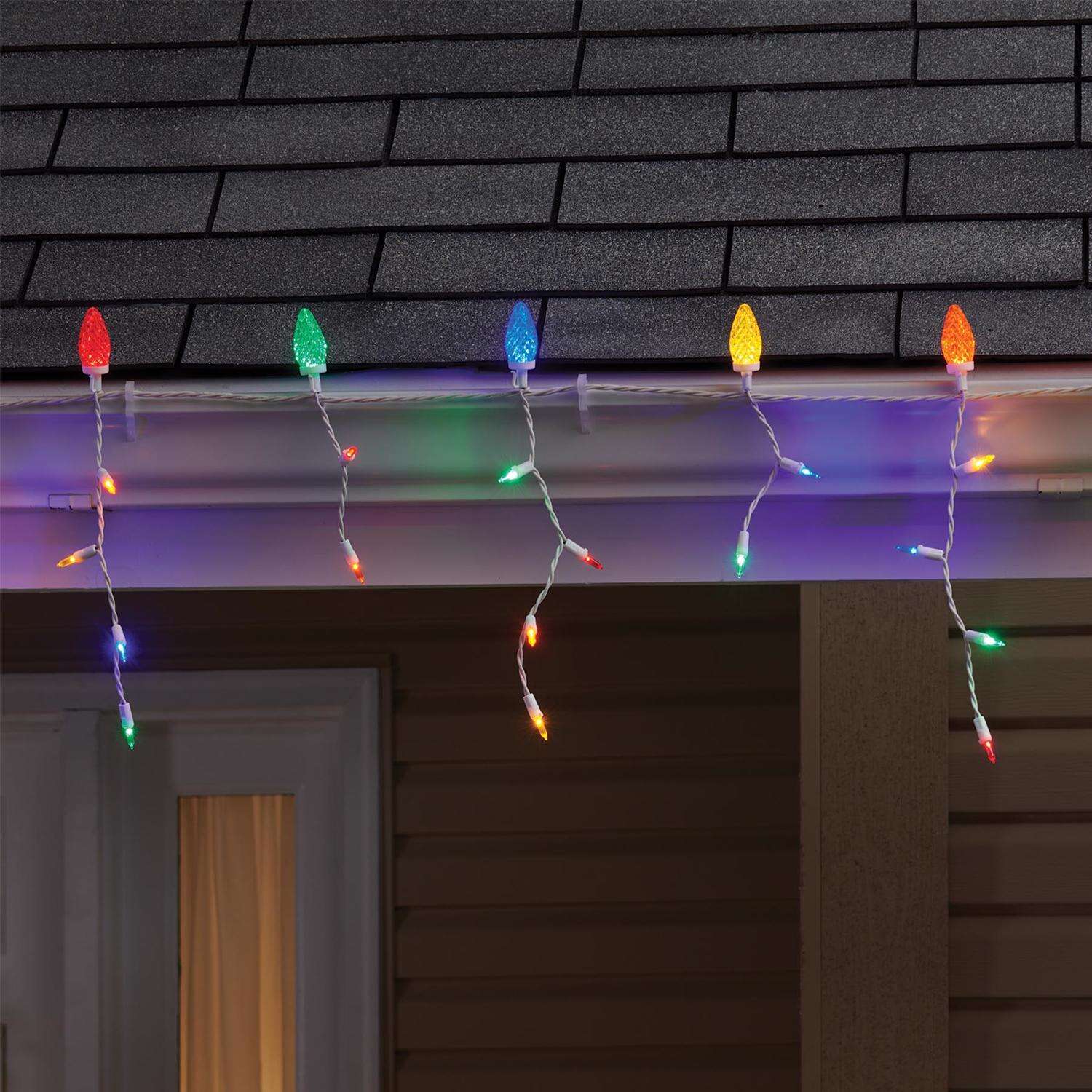 Celebrations LED C9 Multicolored 70 ct Icicle Christmas Lights 8 ft.