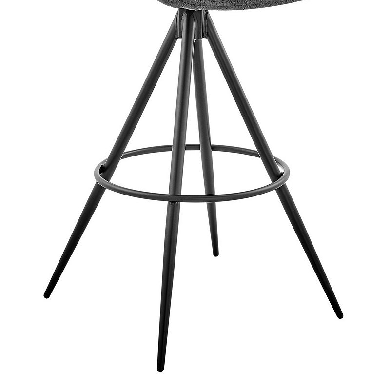 30 Inch Fabric Upholstered Bar Stool， Black and Gray