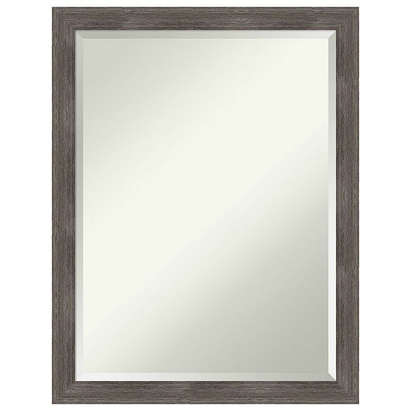 Pinstripe Lead Grey Beveled Wood Bathroom Wall Mirror