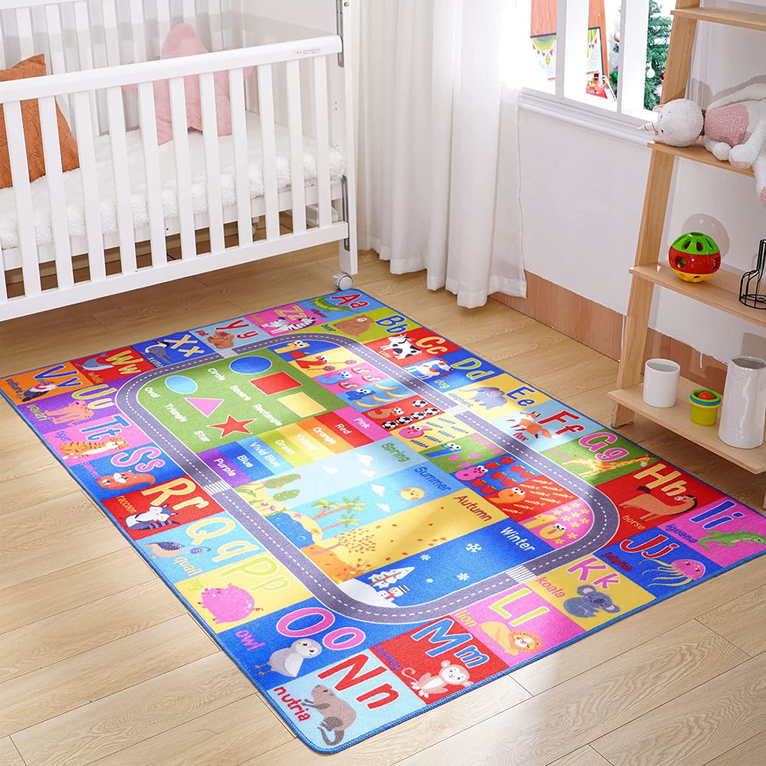 Homore Kids Learning Rugs Collection, Multicolor Kids Play Rugs ABC Numbers Shapes Educational Area Rug 35