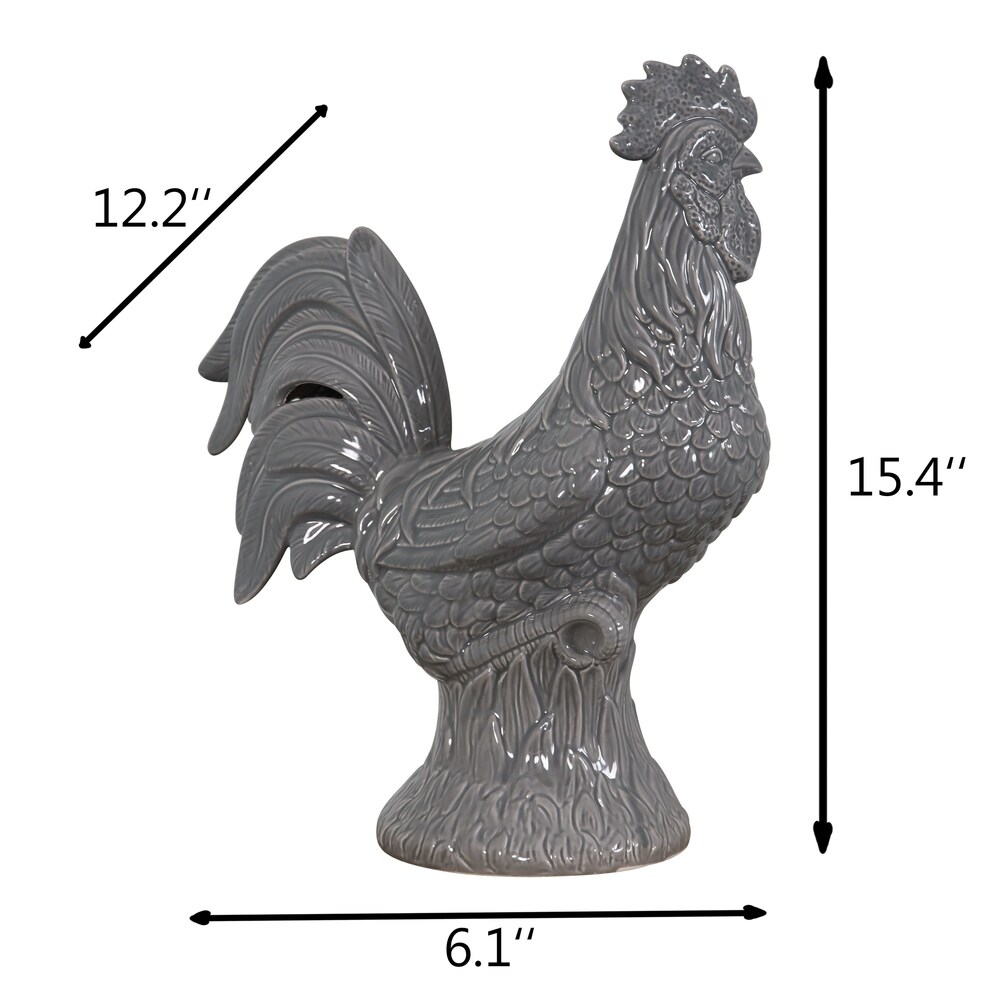 Americana Grey Rooster Statue