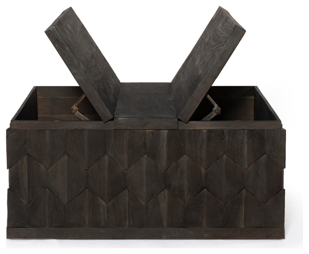 Onyx Storage Cocktail Table in Dark Gray on Mango Solid Wood   Transitional   Coffee Tables   by Moti  Houzz