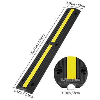 VEVOR 4PCS Floor Cable Protector Ramp 3.28 ft. 1 Channel Rubber Speed Bump 18000lbs. Load Wire Cover for Garage Garden Outdoor XXJSDDLBHQW4WQJKHV0