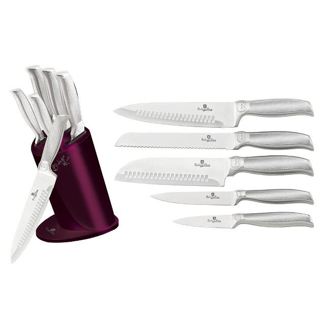 Berlinger Haus 6 Piece Set Kitchen Knife Set With Stainless Steel Block And Ergonomic Non slip Handles Laser Cut Blade Sharpness Chef Quality