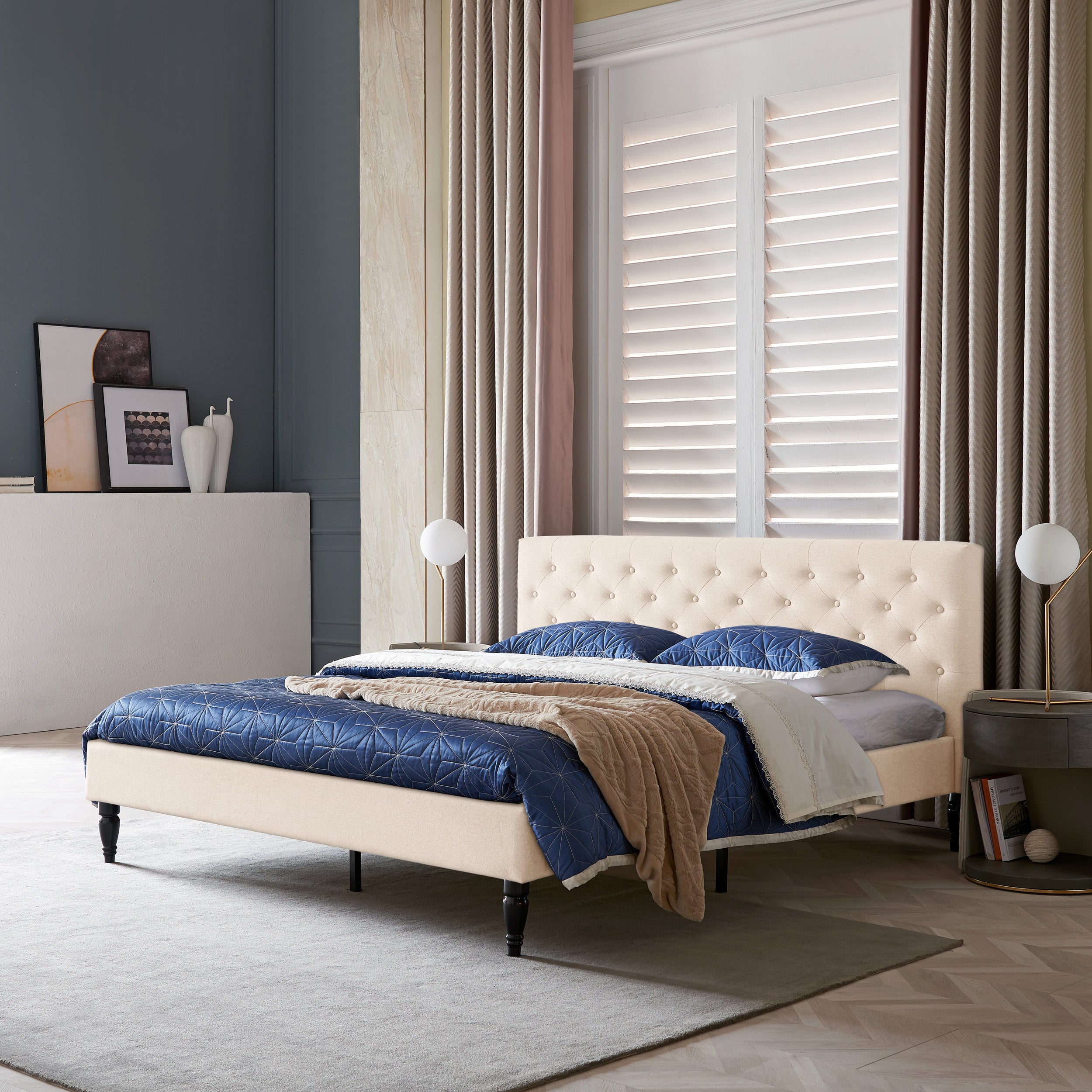 Agnes Contemporary Upholstered Platform Bed