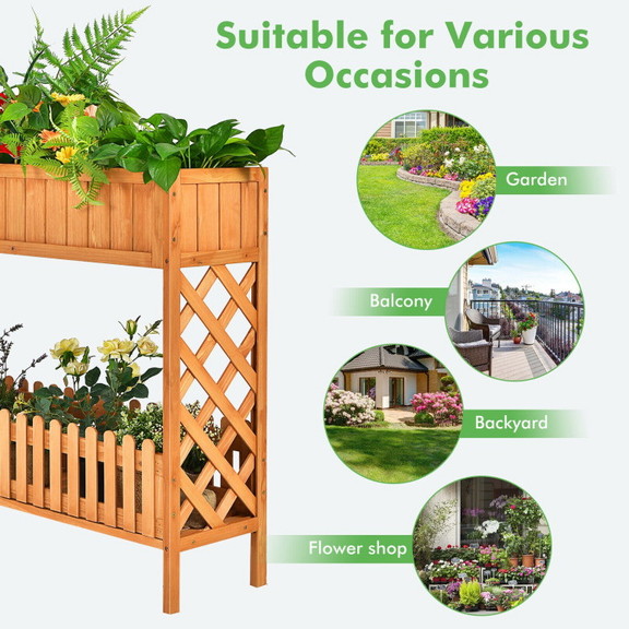 Costway 65149807 2 Tier Raised Garden Bed Elevated...