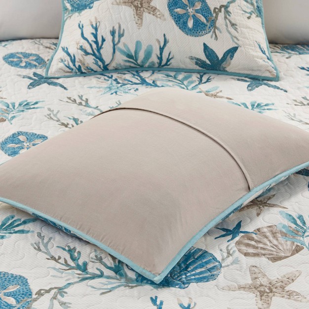 Madison Park 6pc Ocean View Cotton Sateen Reversible Coverlet Set Aqua