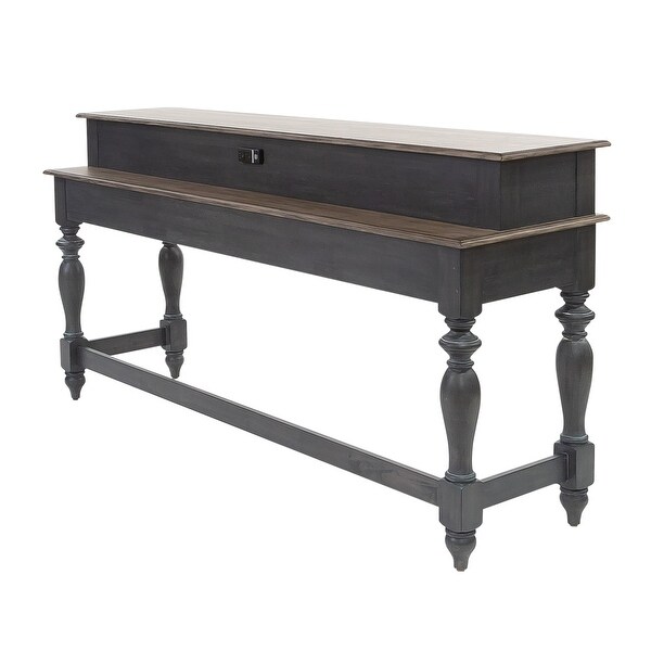 Ocean Isle Slate Weathered Pine Console Bar Table