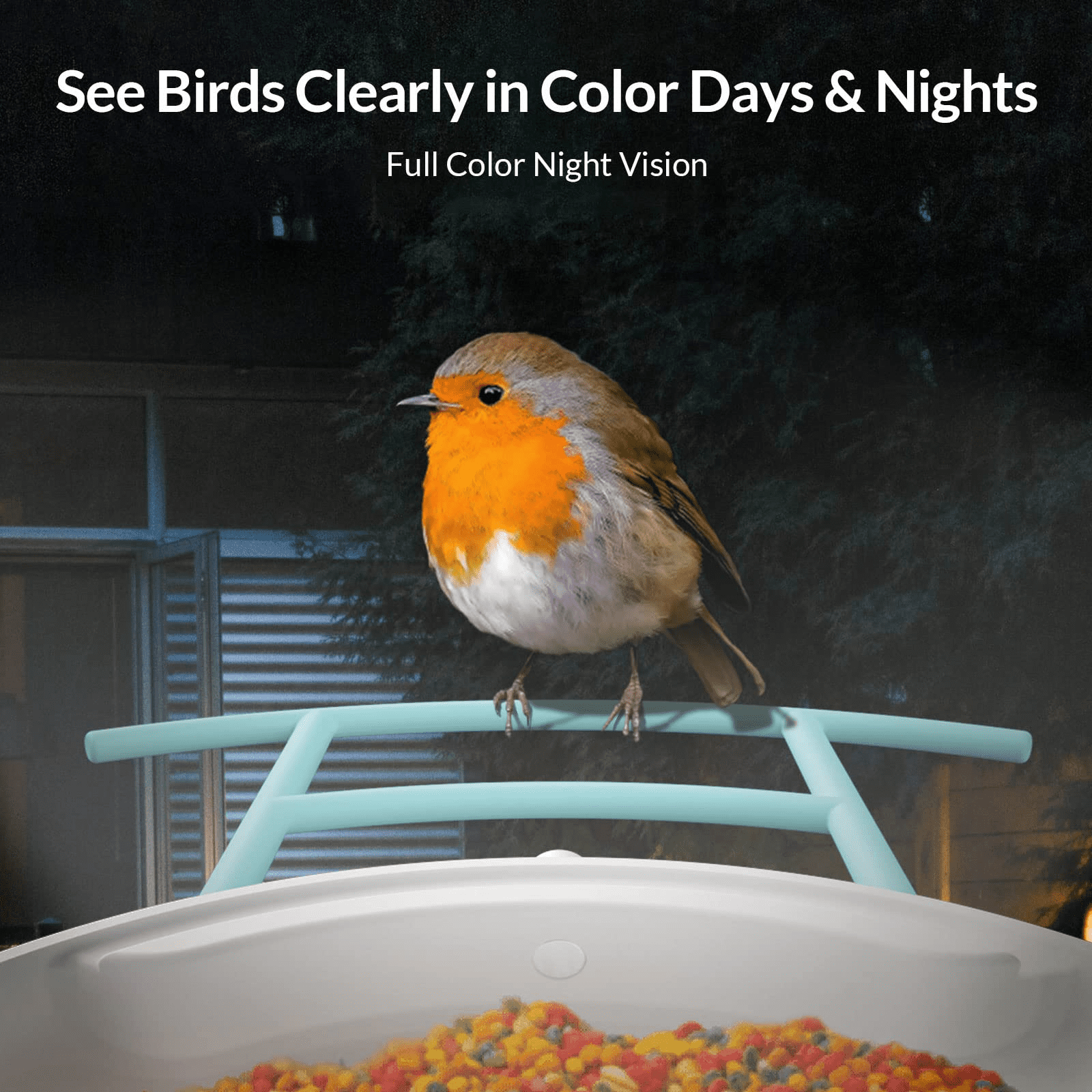 Bird Feeder with Camera， Netvue Birdfy Smart Bird Feeder with Phone App AI Identify Bird Species Night Vision for Bird Watching， Gift Ideas for Moms， Hopper Feeder， Blue (Birdfy AI+Solar)