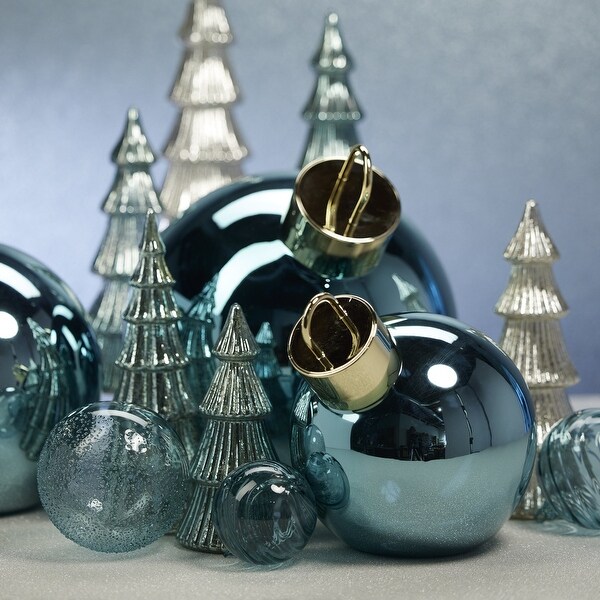 LED Oversized 7.75 Blue Glass Ball Ornament