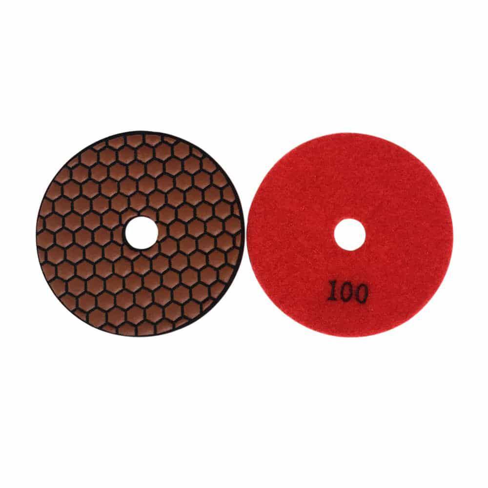 EDiamondTools 4 in. Dry Diamond Polishing Pad Set for Stone and Concrete (#50 to #3000 Grit) with Rubber Backing Pad RDP4512481530R