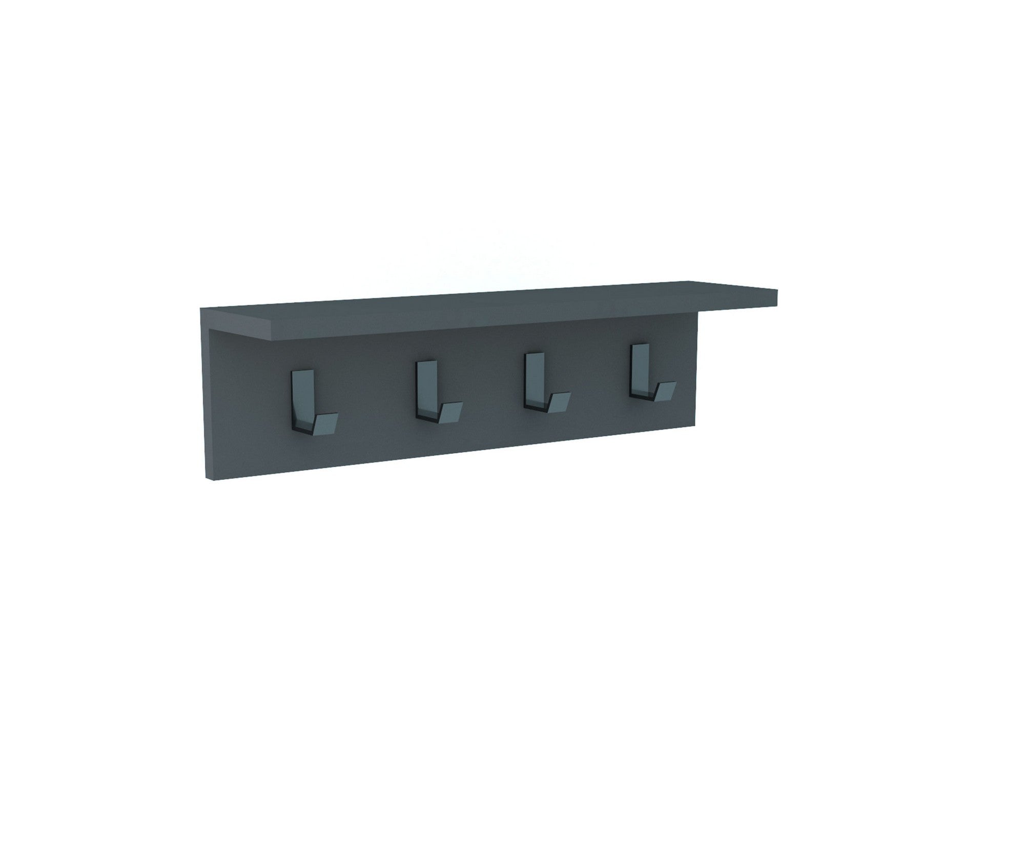 Wall Mounted Anthracite Coat Rack with 4 Hooks