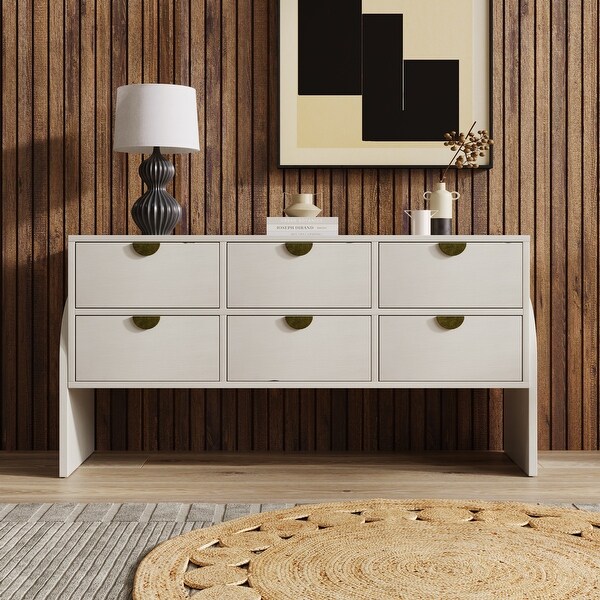 Retro Style 3-Drawer Dresser Ample Storage Spaces， Half-Round Table Leg Design， for Living Room， Children's Room， Adult Room - - 37828136