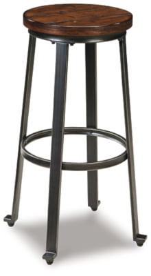 Signature Design by Ashley 29 Challiman Industrial Bar Height Barstool， Set of 2， Brown