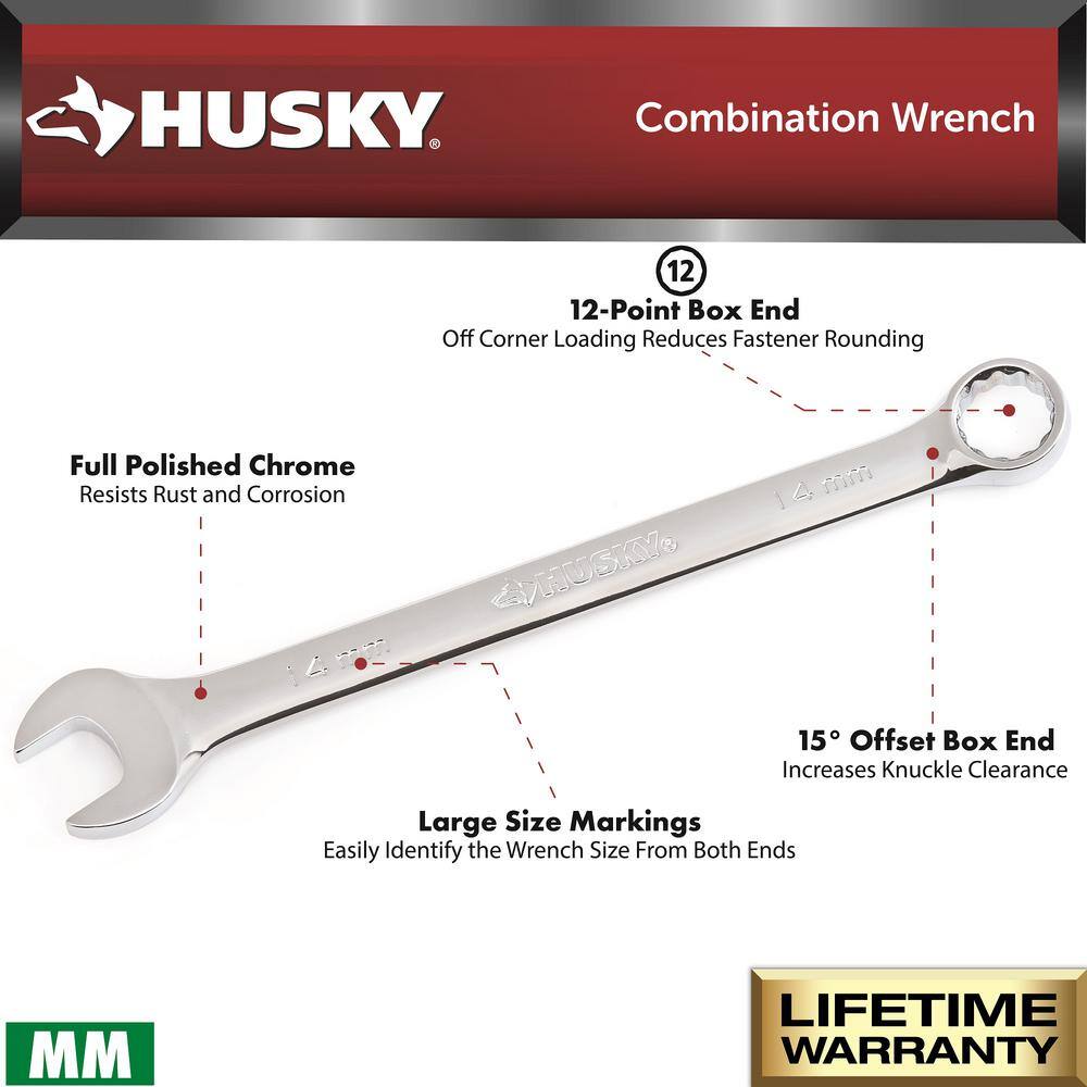 Husky 22 mm 12-Point Metric Full Polish Combination Wrench HCW22MM-05