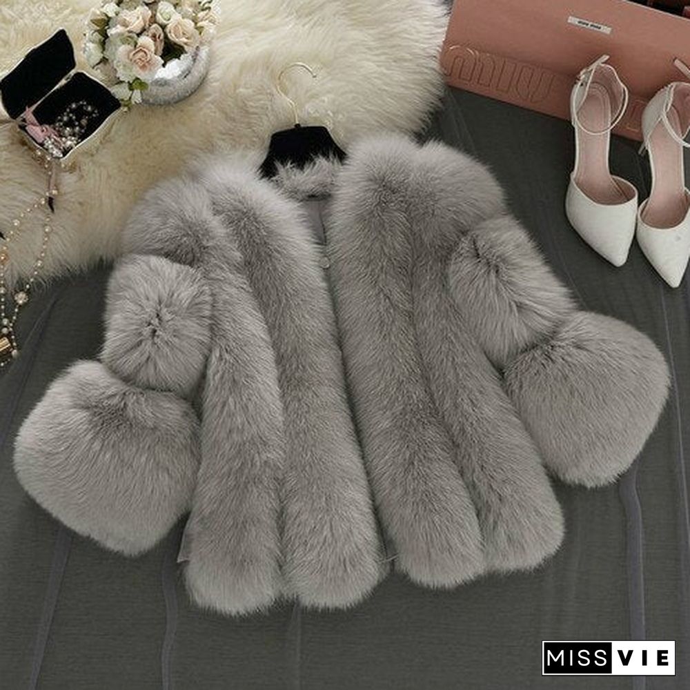 High Quality Faux Fur Coat for Women Winter Warm Fluffy Fake Fur Jacket Outerwear Plus Size Plush Coat Female Overcoat