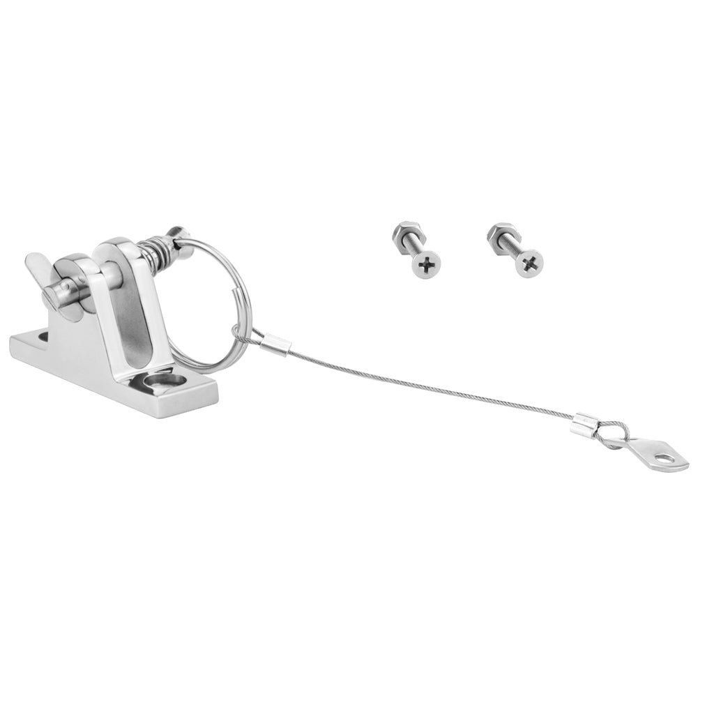 1 Piece Boat Bimini Top Fitting + 2 Pieces Screws Kayak Deck Hinge Bracket with Pin And Lanyard