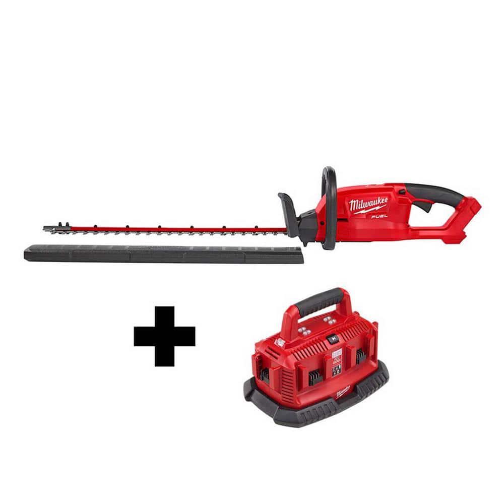 Milwaukee M18 FUEL 18V LithiumIon Brushless Cordless Hedge Trimmer with M18 6Port Sequential Battery Charger