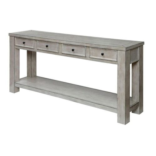 Sofa Table Antique White Rustic Solid wood Storage...