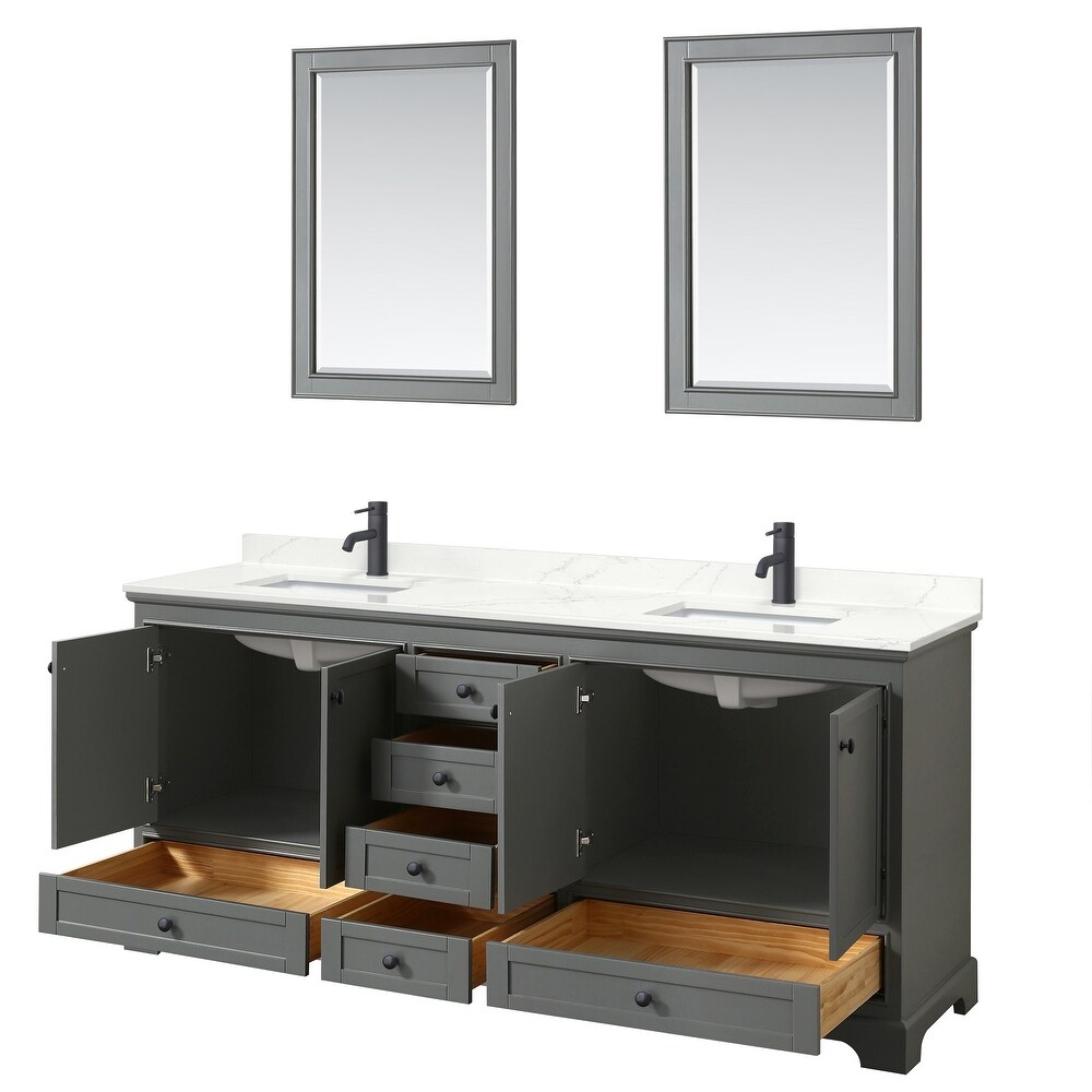 Deborah 80 inch Double Vanity  Quartz Top  24 inch Mirrors