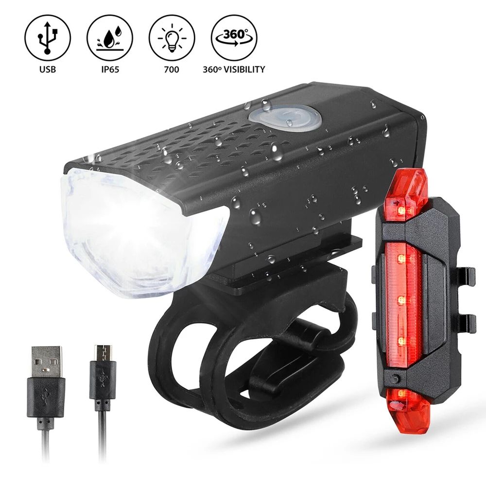 Headlight Lamp Flashlight Cycling Safety Warning mtb bike light front rear and back led waterproof mountain bicycle light set