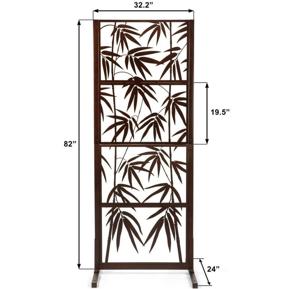 Ejoy 82 in. x 32.2 in. Heavy-Duty Iron Privacy Fence Screen for Outdoor Spaces MT_Bamboo82x32x24inch