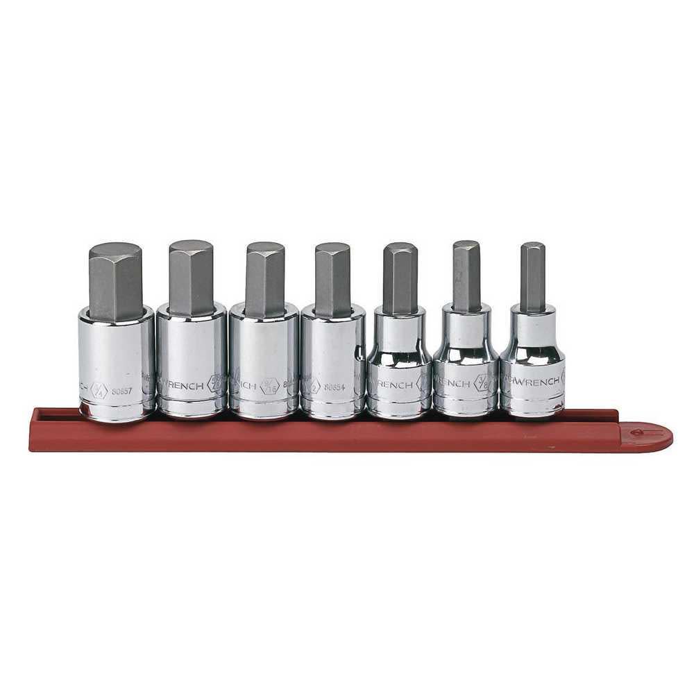 7 Pc 1/2 Drive Hex Bit SAE Socket Set