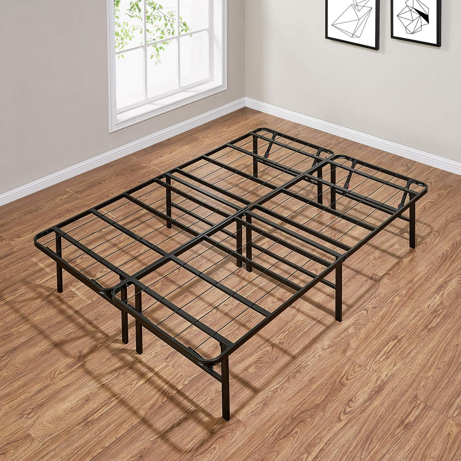 Mainstays 14  High Profile Foldable Steel Full Platform Bed Frame Black  Crowdfused